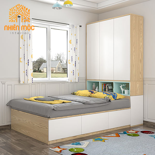 Giường ngủ gỗ MDF liền tủ áo