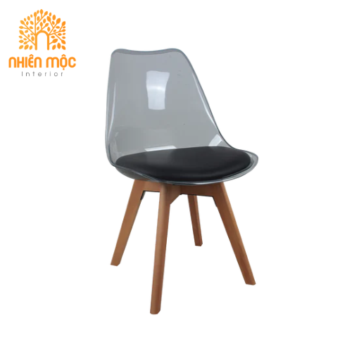 Ghế nhựa trong chân gỗ – NMGN12